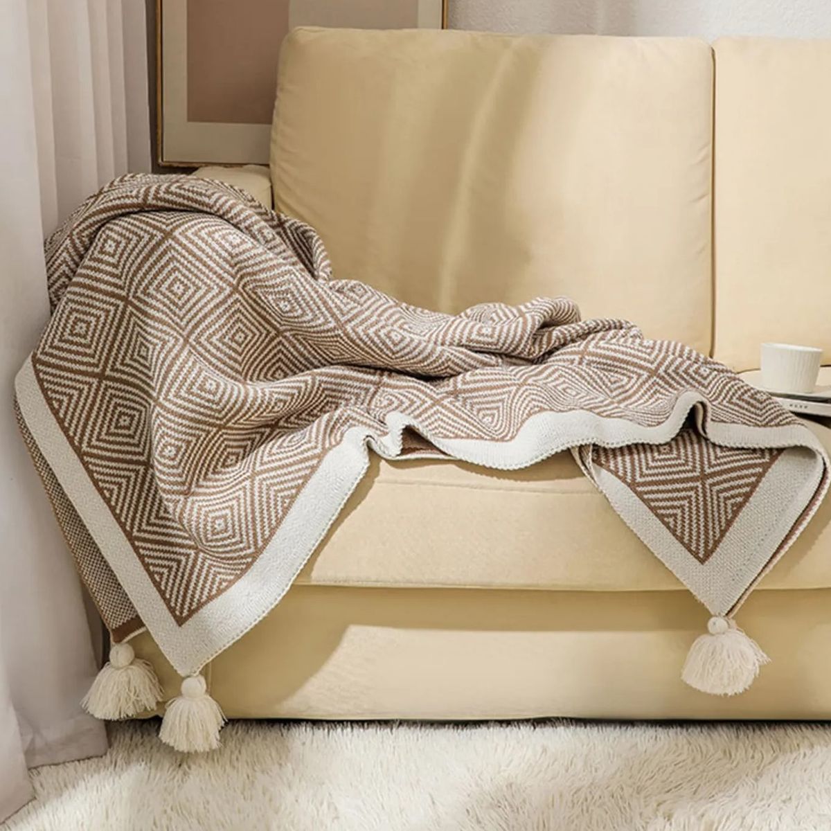 GENERICO - ELEGANTES MANTAS DECORATIVAS CON DISEÑ GEOMETRICO ESTILO NORDICO