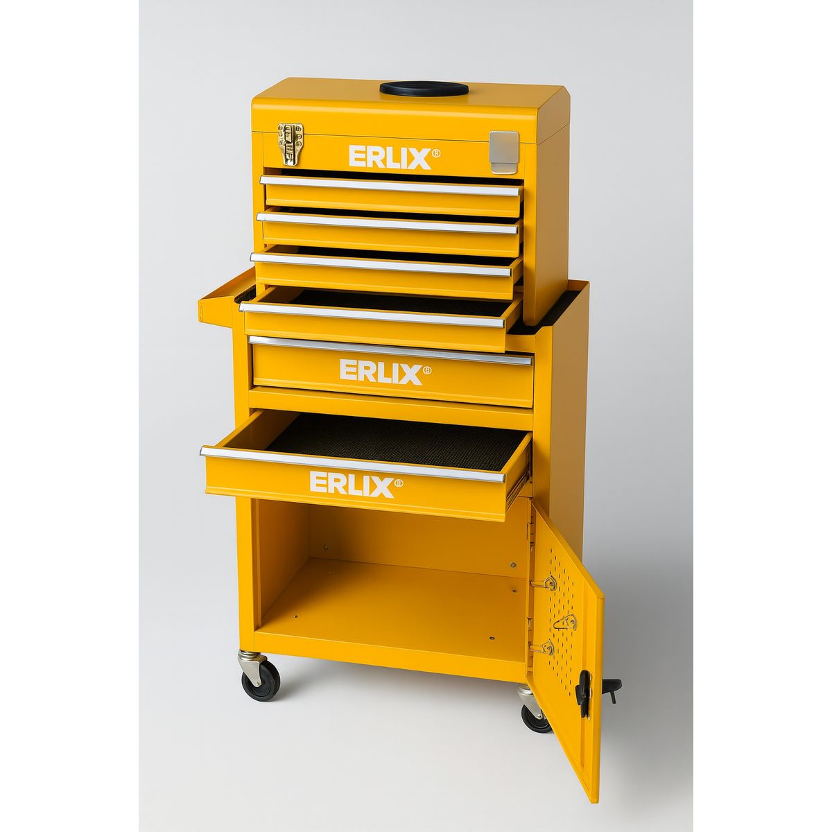GENERICO - Gabinete Metálico Caja Porta Herramientas Con Ruedas Amarillo