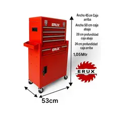 GENERICO - Gabinete Metálico Caja Porta Herramientas Con Ruedas Rojo