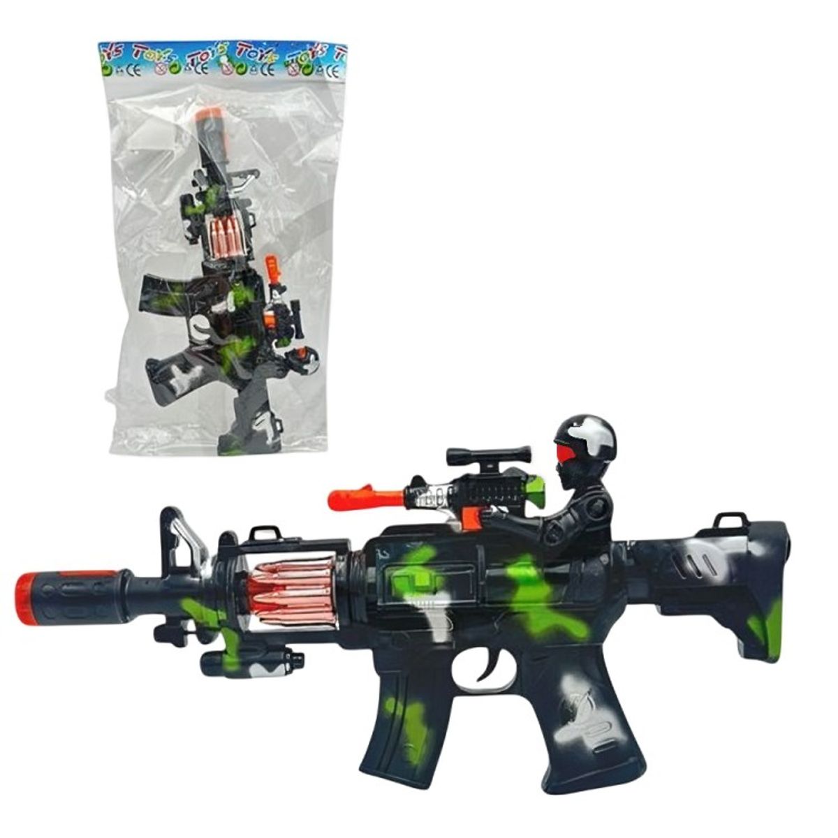 GENERICO - PAK DE 3 PISTOLA SOLDADO MOVIMIENTO HUMO LUZ Y SONIDO