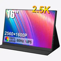 NSEOVS - Monitor Portátil de 16 25K 100% sRGB 2560×1600 Pantalla con Frecuencia Refrescar 60Hz