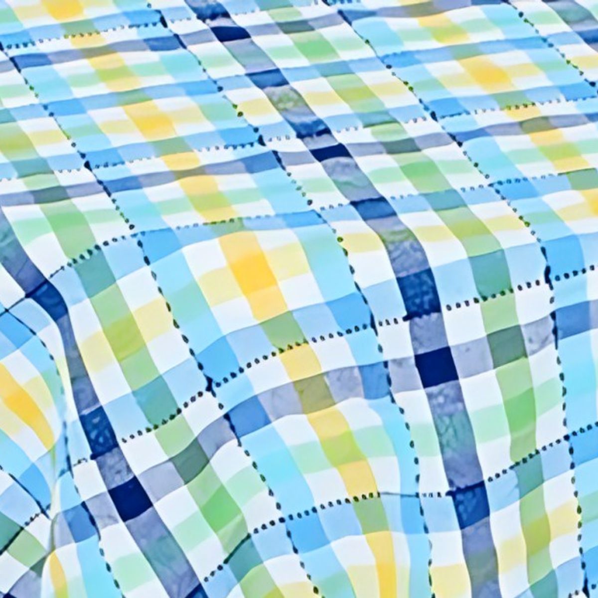 DORAL - Mantel Polycotton Redondo  Cuadrille Verde Azul Amarillo  Doral