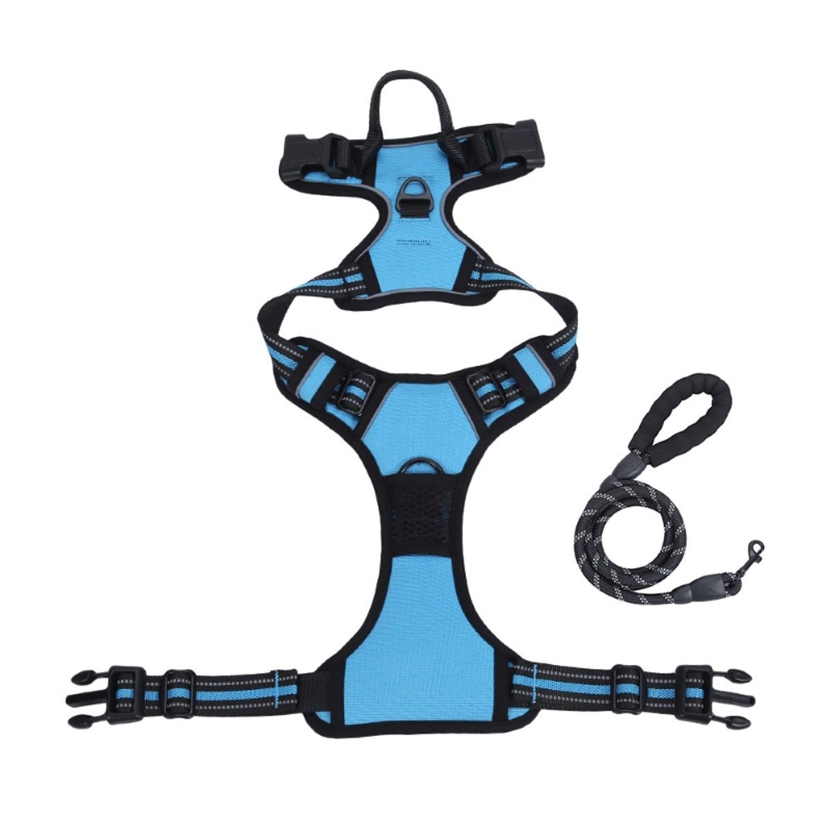 OLEVO - Arnés de Pecho Tipo H para Perro Azul Talla S + cuerda de tracción 120 cm x 0.8 cm