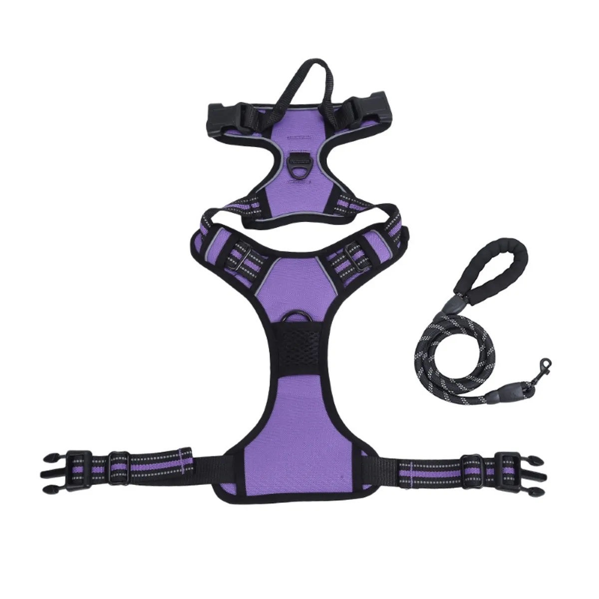 OLEVO - Arnés de Pecho Tipo H para Perro Violeta Talla XL + cuerda de tracción 150 cm x 1.2 cm