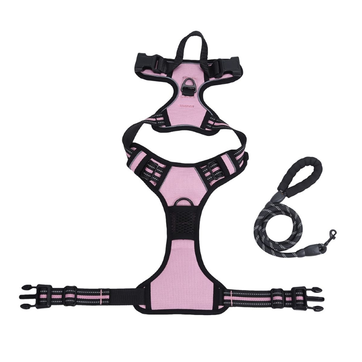 OLEVO - Arnés de Pecho Tipo H para Perro Rosa Talla M + cuerda de tracción 150 cm x 1.0 cm
