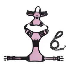 OLEVO - Arnés de Pecho Tipo H para Perro Rosa Talla XL + cuerda de tracción 150 cm x 1.2 cm