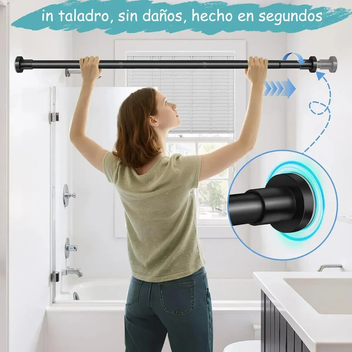 Barra Cortina Baño Ducha Extensible 90 A 160cm Acero Inoxidabl, marca KUANGYE - Foto 2