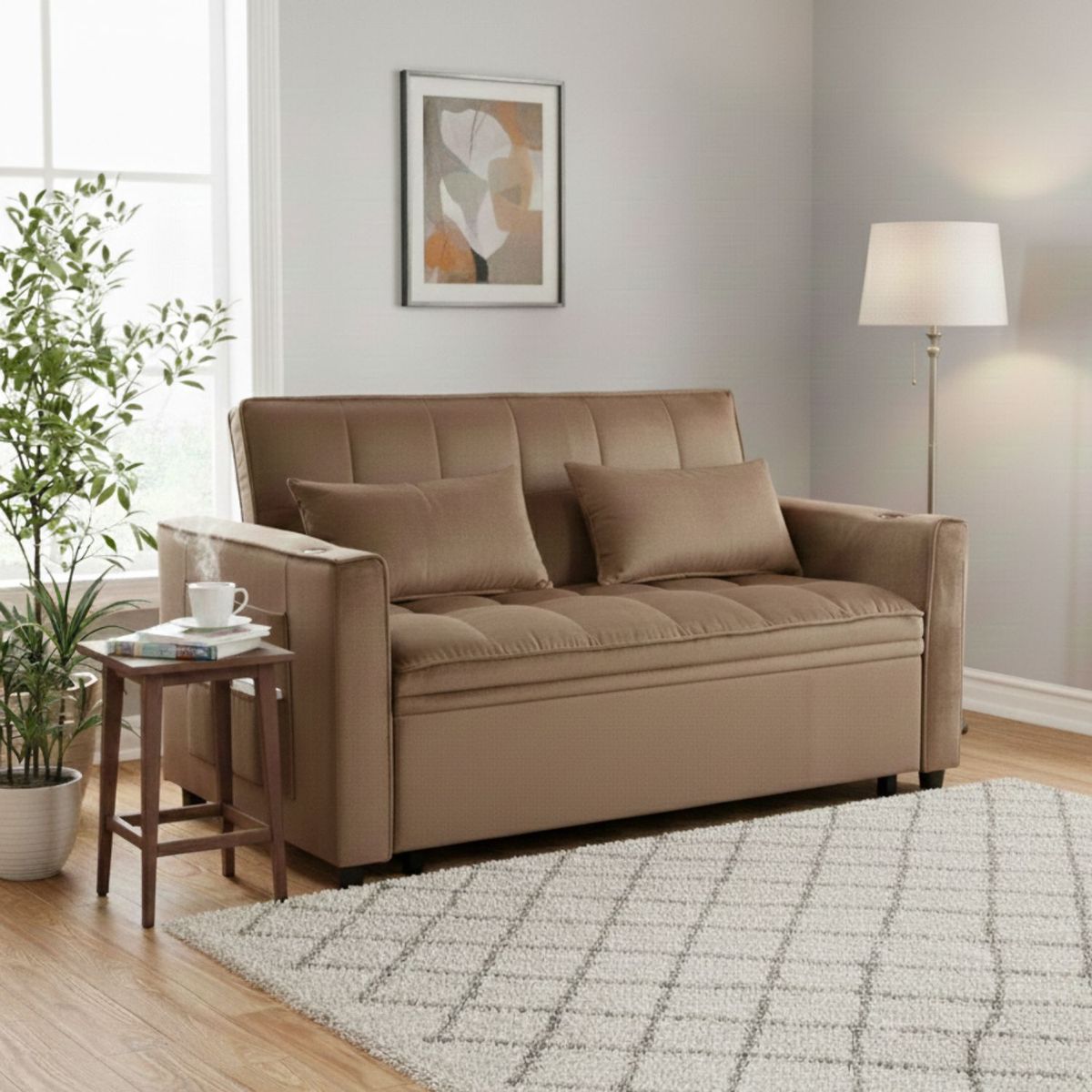 DANIELS - Sofá Cama 2 Cuerpos Moderno Dallas Café