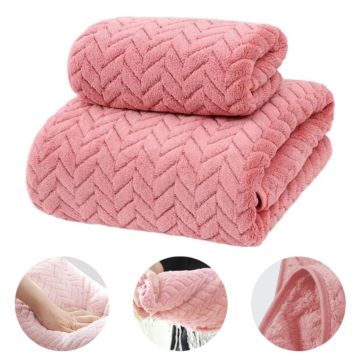 ATURE - Toalla De Baño Espesa Manta De Terciopelo Coral, 2 Piezas