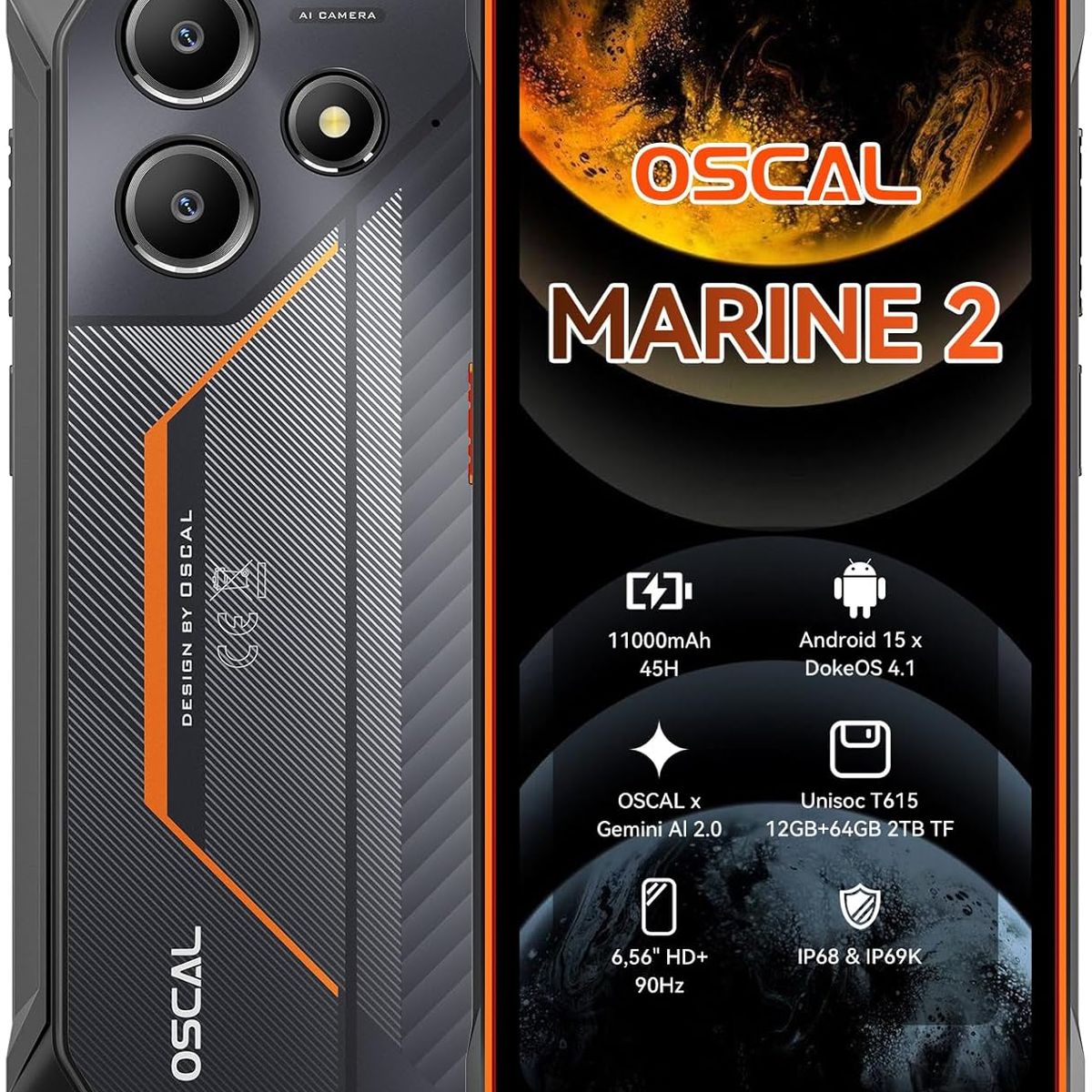 OSCAL - OSCAL Marine 2 Celular 12GB+64GB 11000mAh Android 15-orange