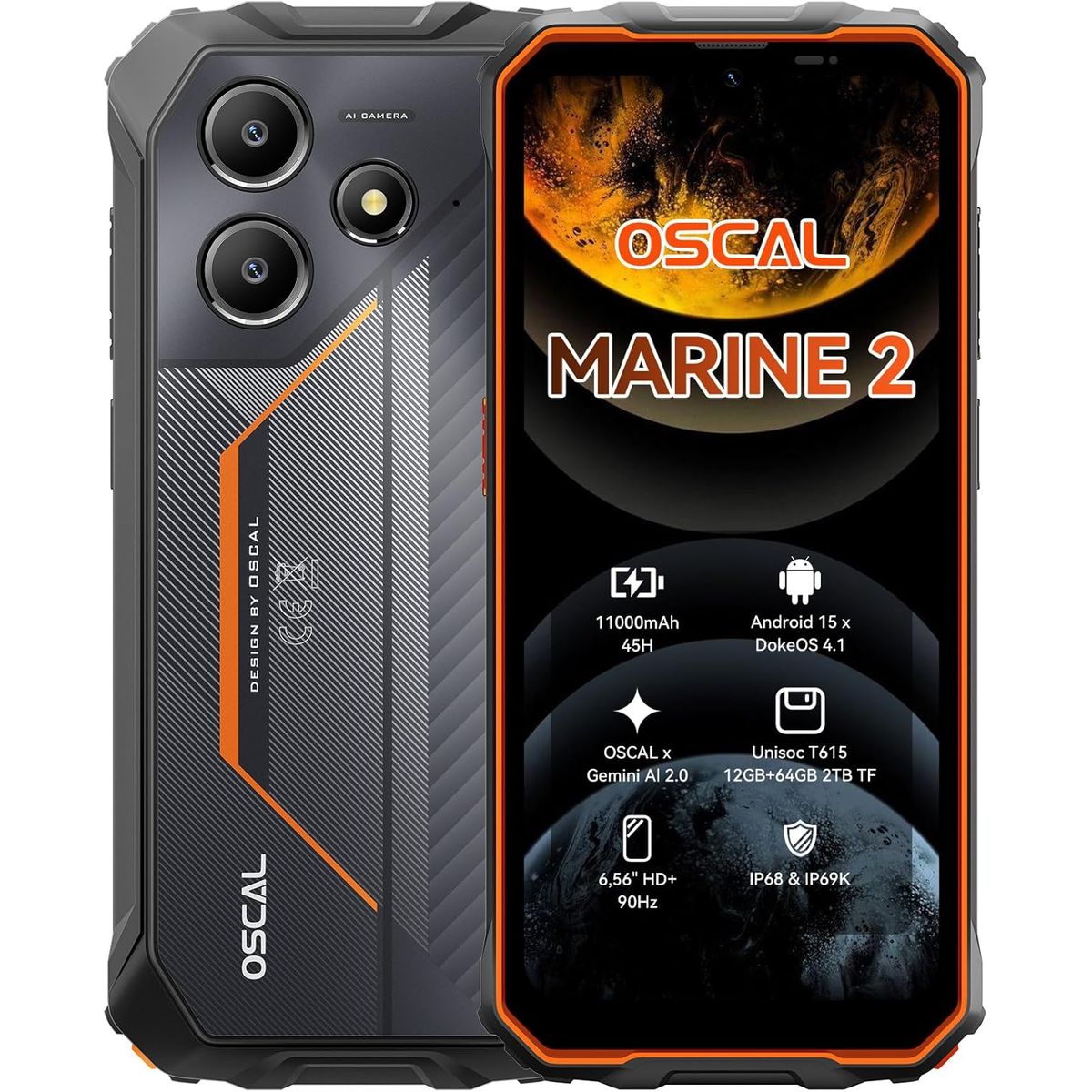 OSCAL - OSCAL Marine 2 Celular 12GB+64GB 11000mAh Android 15-orange