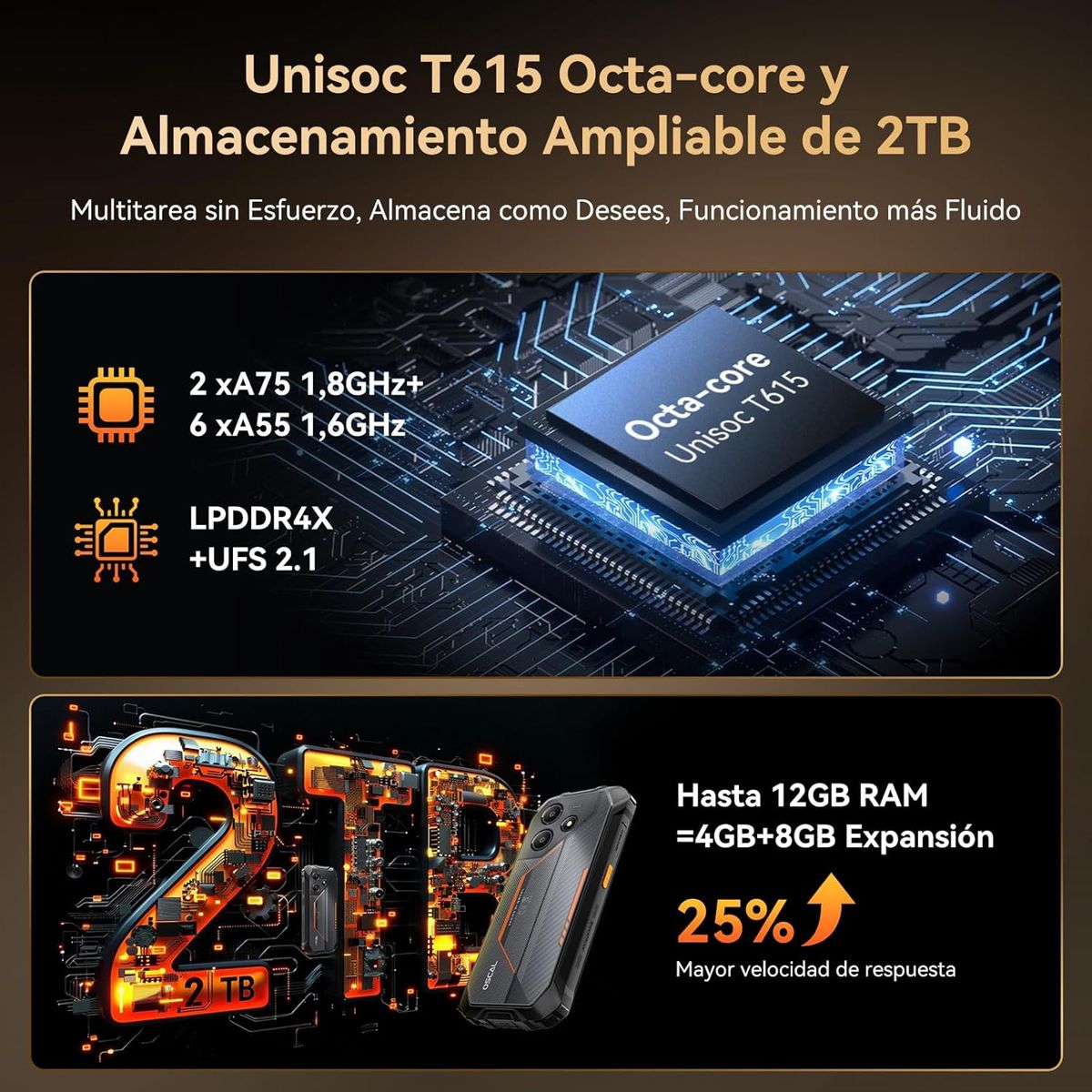 OSCAL - OSCAL Marine 2 Celular 12GB+64GB 11000mAh Android 15-orange