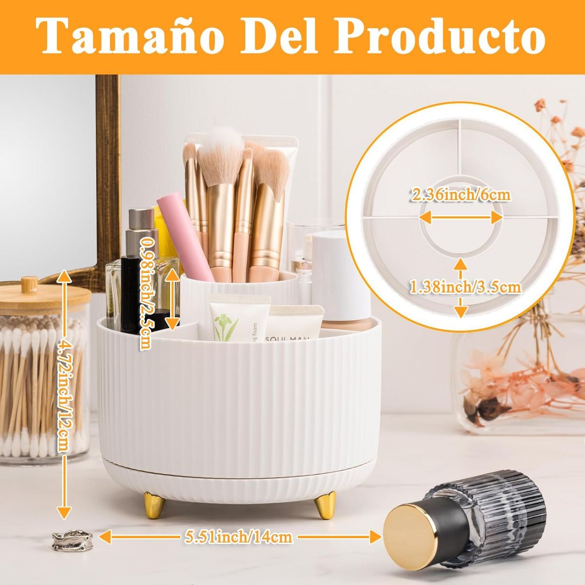 KUANGYE - Porta Lápices Organizador Giratorio Blanco 360°