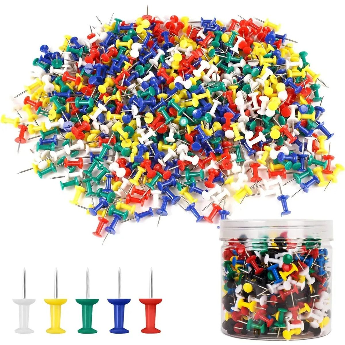KUANGYE - 800 Chinches Colores Push Pins Tachuelas Para Pizarra Corcho Multicolor