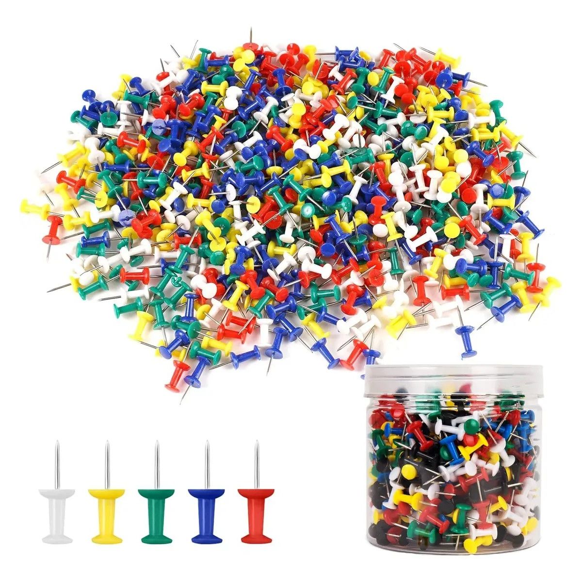KUANGYE - 800 Chinches Colores Push Pins Tachuelas Para Pizarra Corcho Multicolor