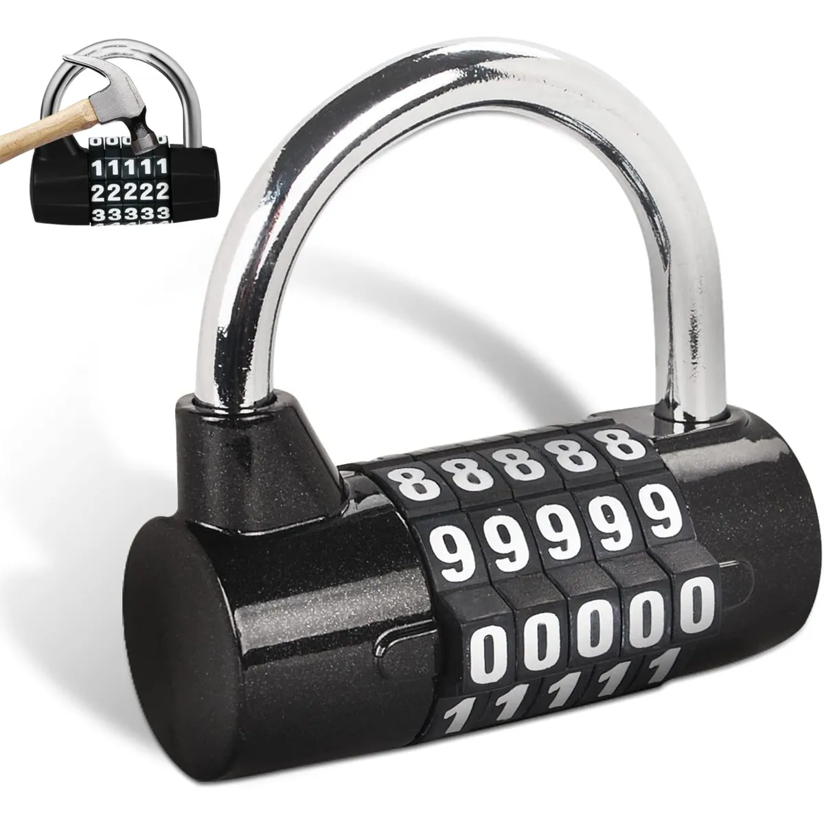 KUANGYE - Candado Antirrobo Con Clave De 5 Dígitos Y Anticizallamiento para gimnasio,Escuela,Oficina,Gabinete