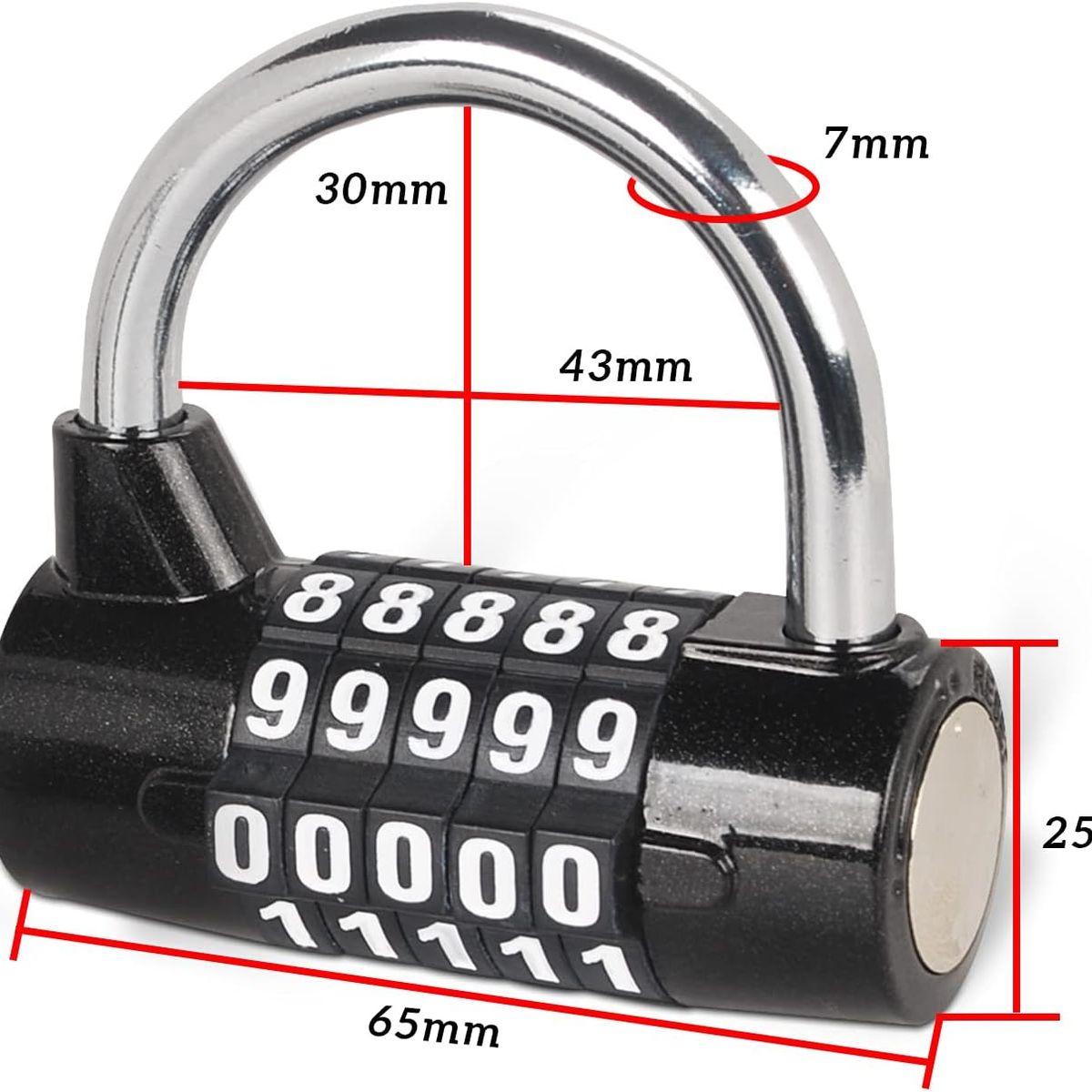 KUANGYE - Candado Antirrobo Con Clave De 5 Dígitos Y Anticizallamiento para gimnasio,Escuela,Oficina,Gabinete