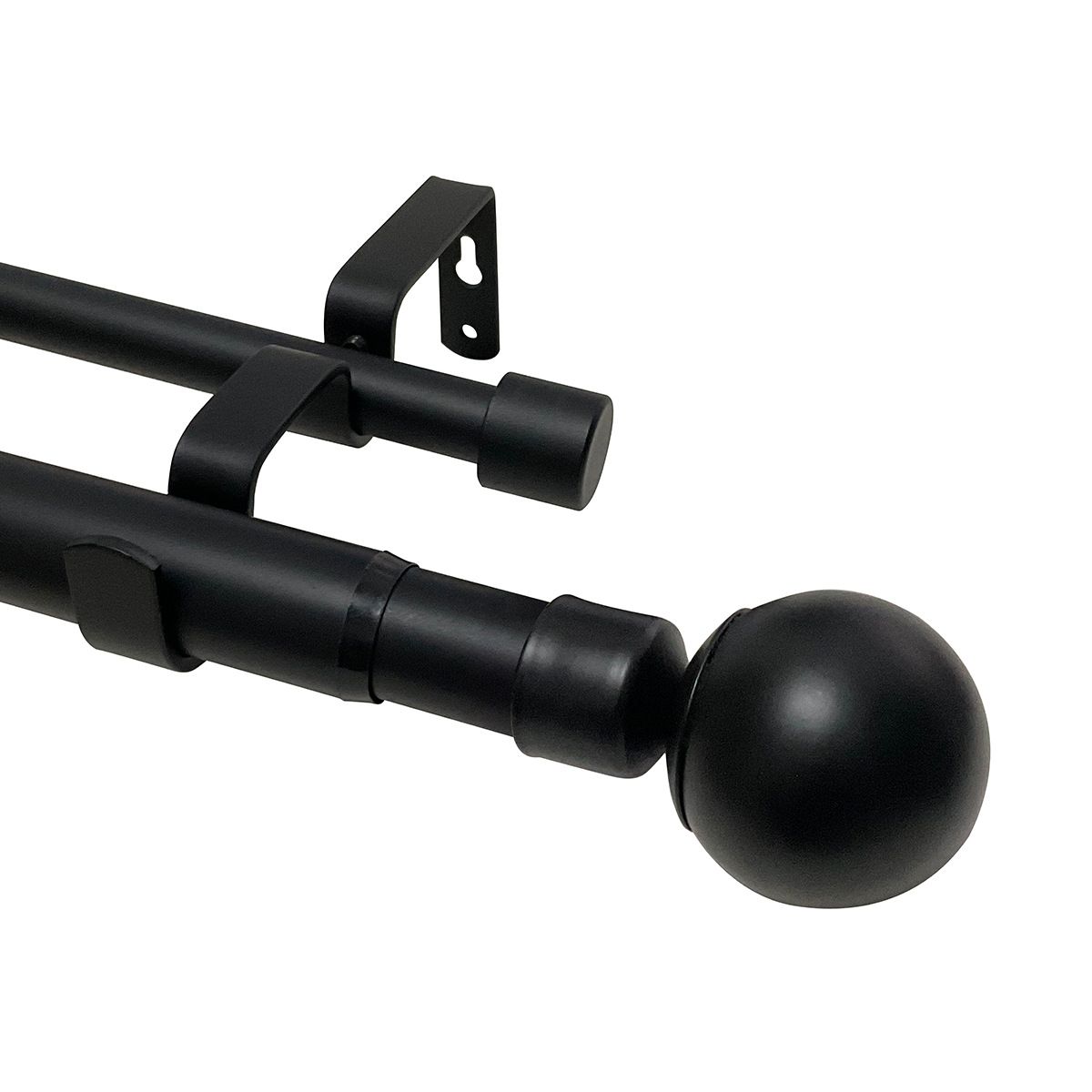 YOMYM - Barra de cortina doble telescópica negra 32-84” 80-200cm