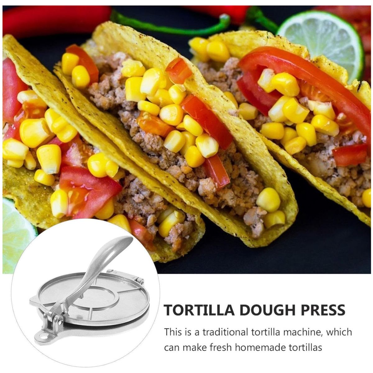 KUANGYE - Máquina Prensa Tortillera Manual Tortilla Maíz Harina Cocina