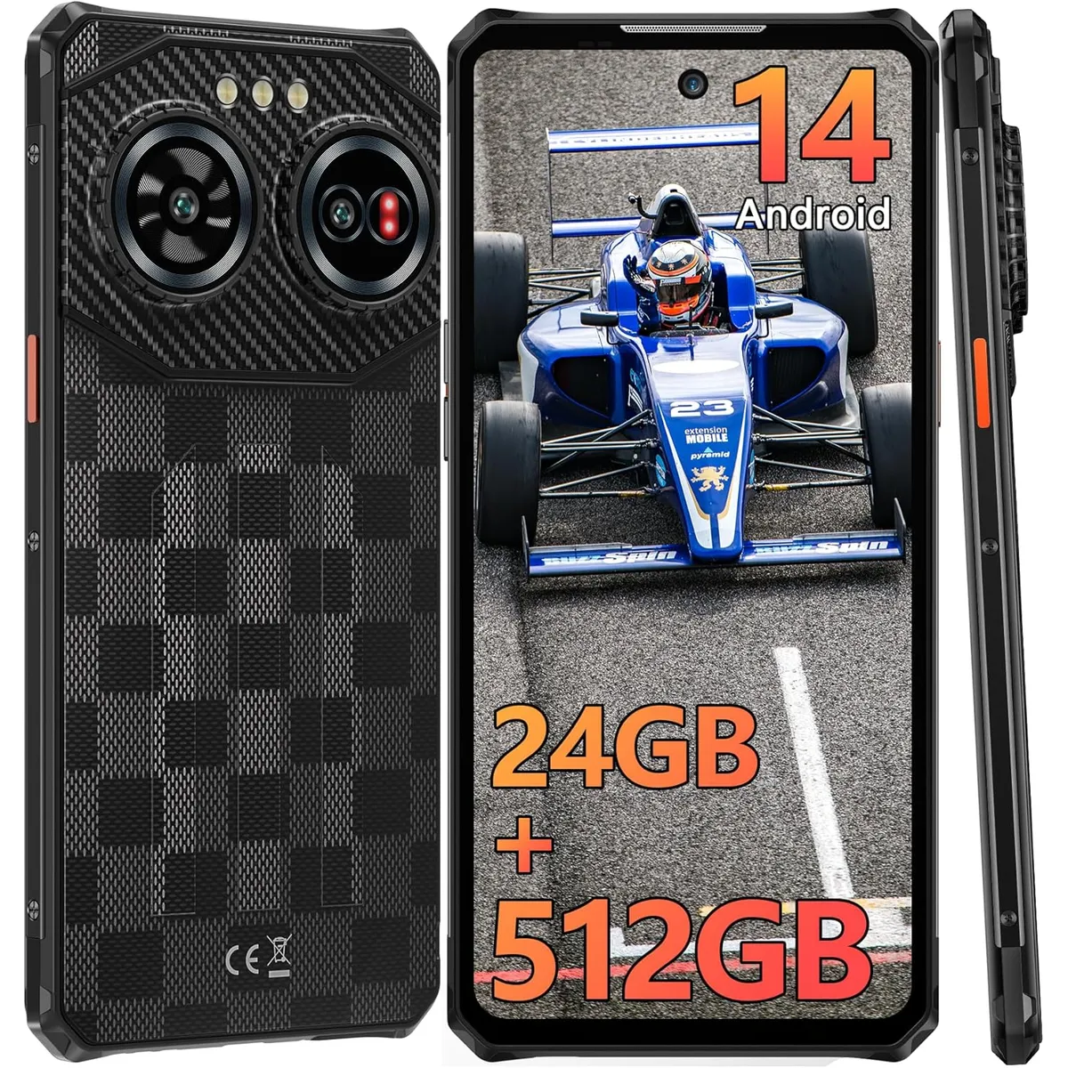 OUKITEL - IIIF150 Air3 Celular 24GB+512GB 100MP Android14 Smartphone-black