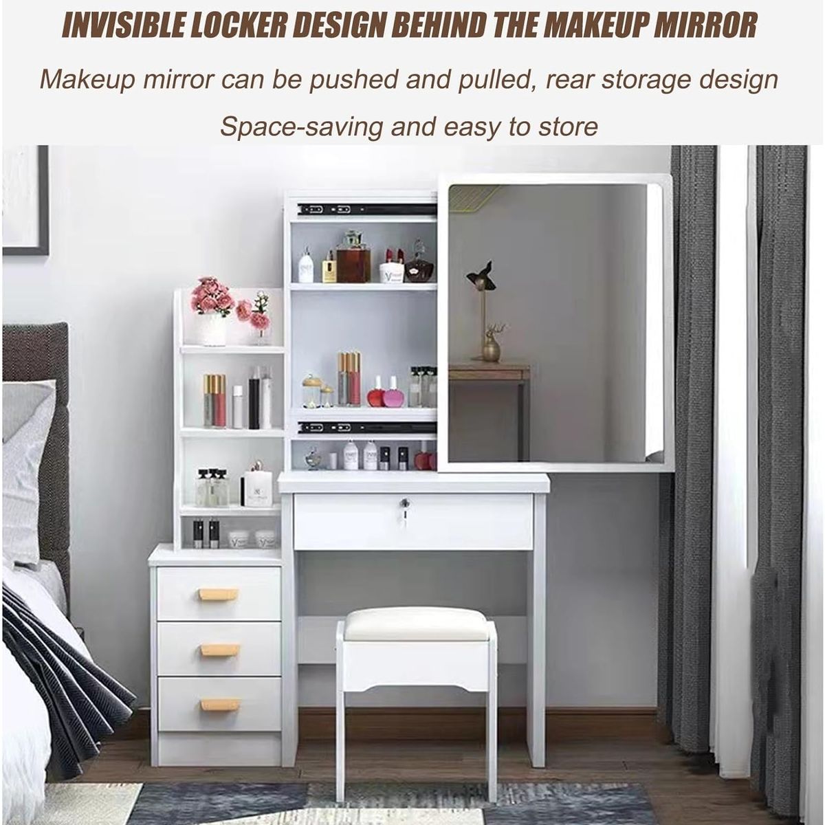 YOMYM - Mueble de Tocador con taburete-