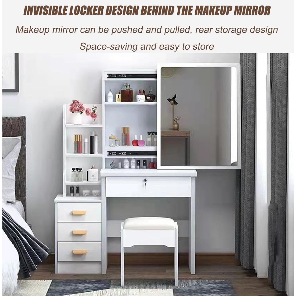 YOMYM - Mueble de Tocador con taburete-