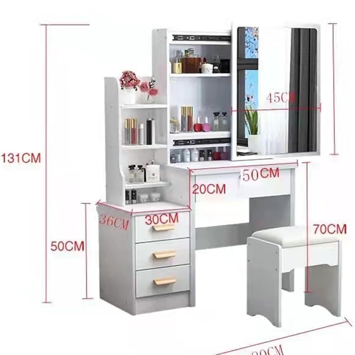 YOMYM - Mueble de Tocador con taburete-