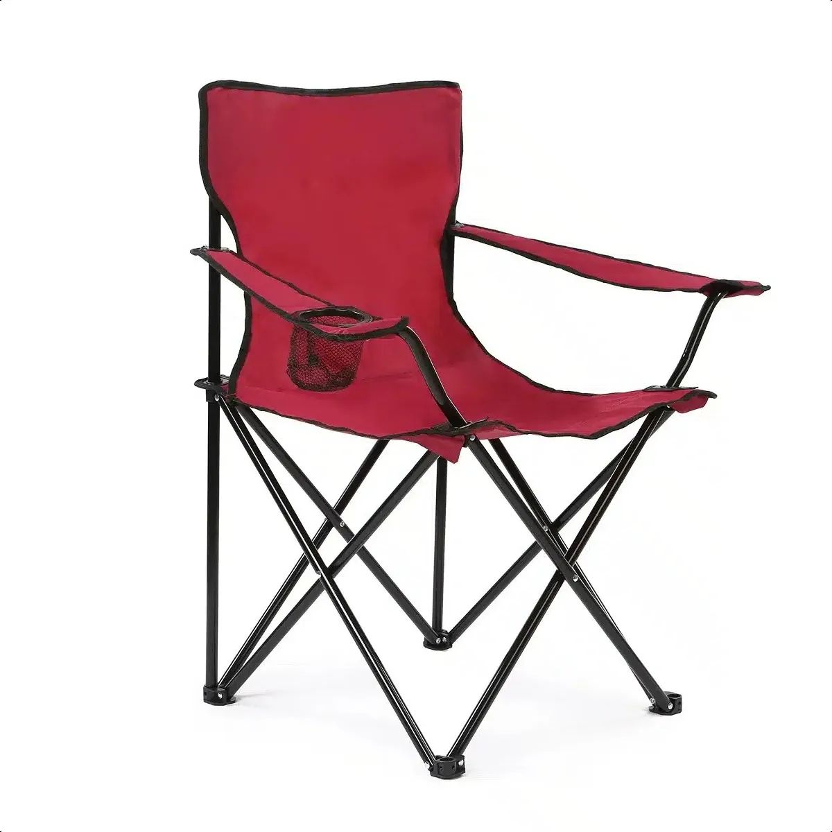 SUPERCENTER - Silla Plegable De Playa Camping Con Bolso De Porta Vasos Rojo