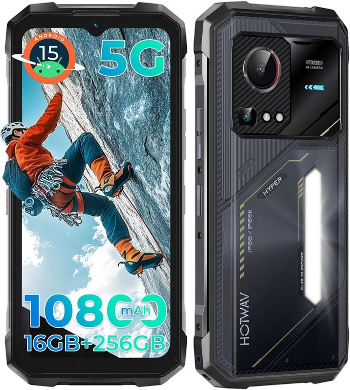 OUKITEL HOTWAV Hyper 7S 5G Celular 16GB+256GB Android 15 Smartphone-black