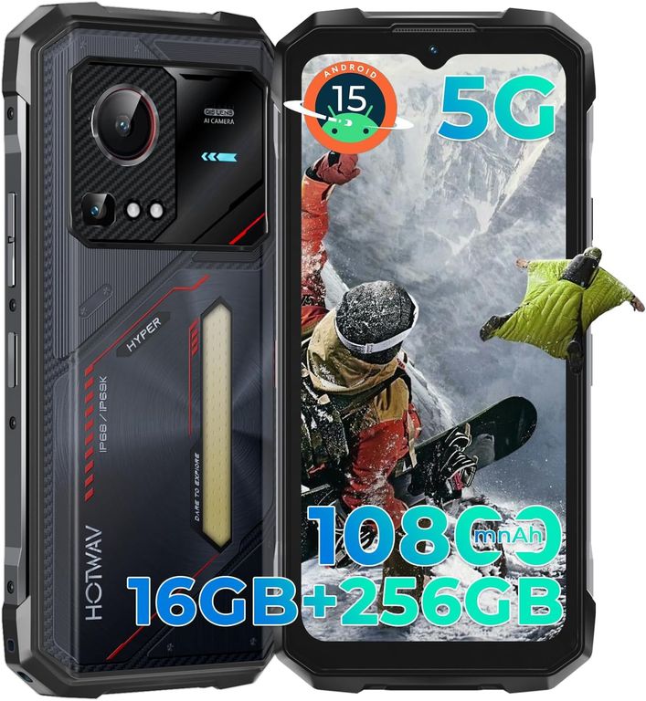 OUKITEL HOTWAV Hyper 7S 5G Celular 16GB+256GB Android 15 Smartphone-red