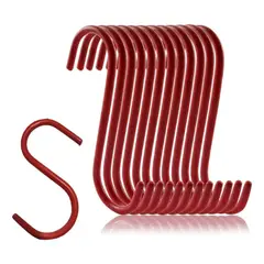 KUANGYE - Pack 5 Un Gancho Seguridad Tipo S (cable-safe) Con Pvc Rojo