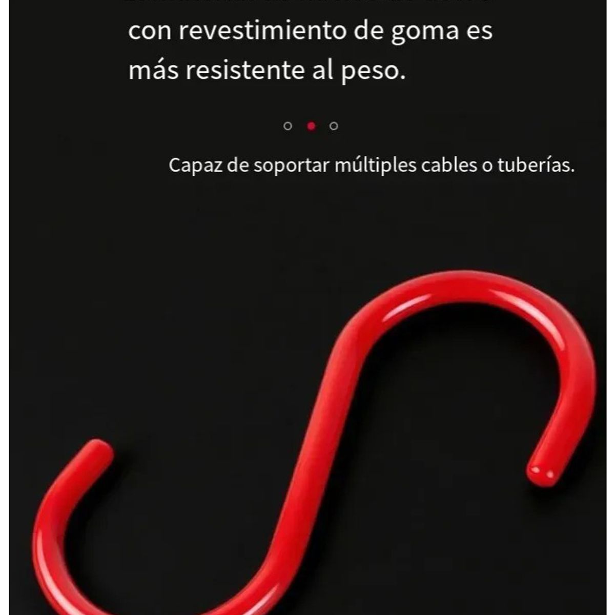 KUANGYE - Pack 5 Un Gancho Seguridad Tipo S (cable-safe) Con Pvc Rojo