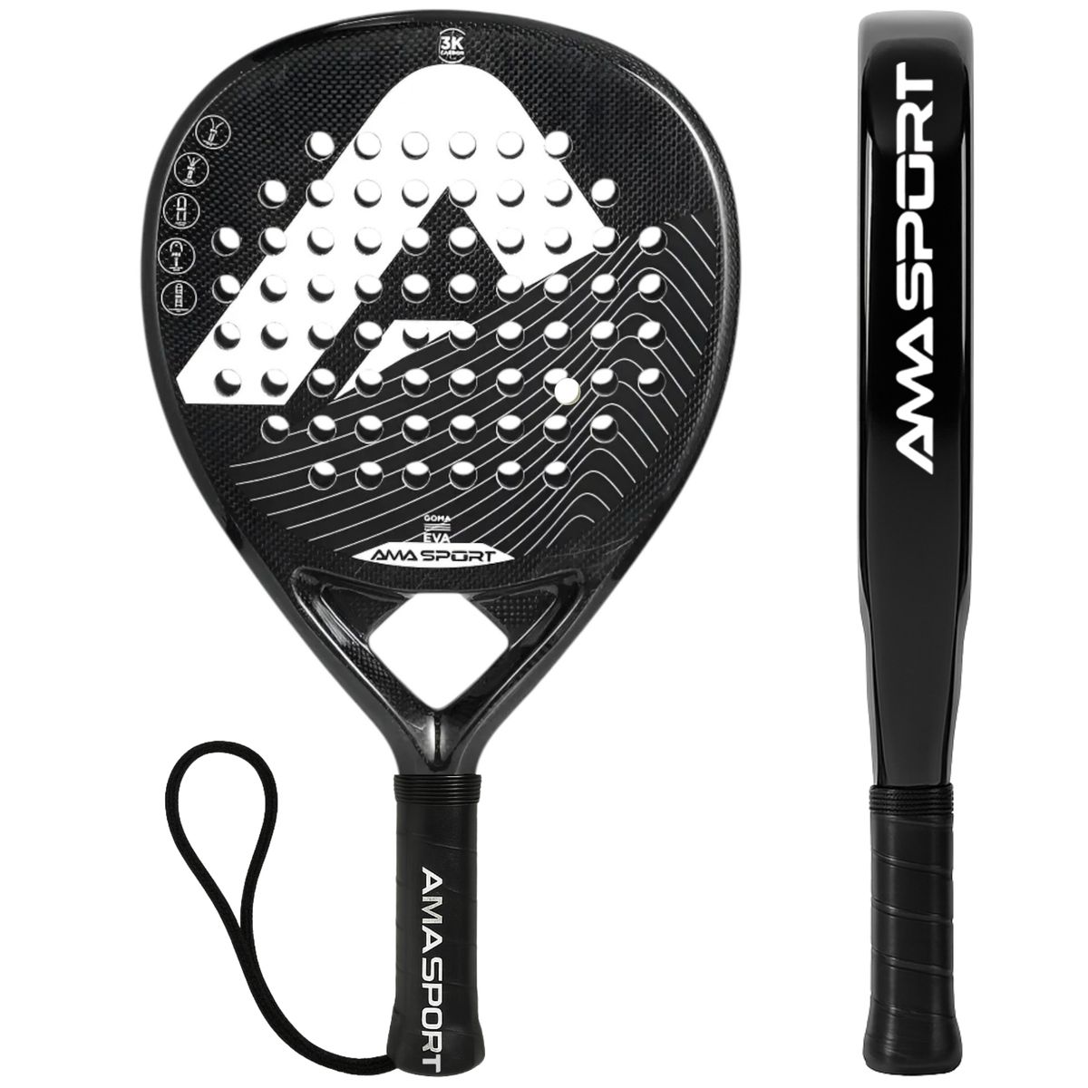 AMA SPORT - Pala de Padel Ama Sport Fibra de Carbono Reforzada 12K EVA