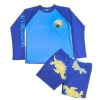 Conjunto De Baño Niños Short Polera Gorro Manga Larga Dino 0060