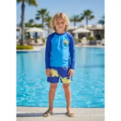 LIKE SHOP - Conjunto De Baño Niños Short Polera Gorro Manga Larga Dino 0060