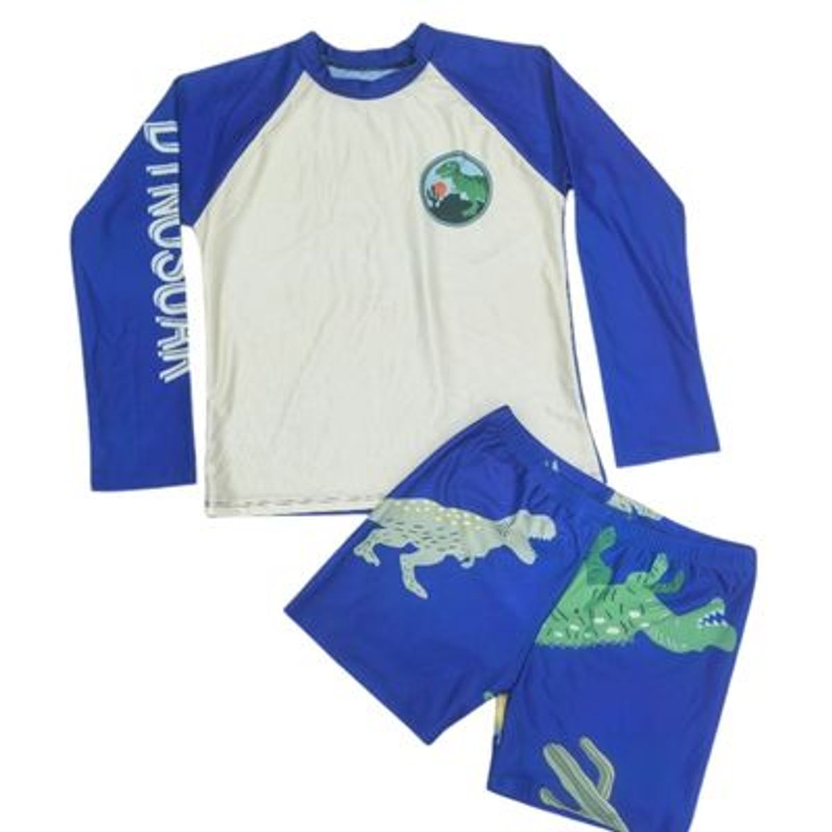LIKE SHOP - Conjunto De Baño Niños Short Polera Gorro Manga Larga Dino 0060