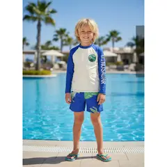 LIKE SHOP - Conjunto De Baño Niños Short Polera Gorro Manga Larga Dino 0060