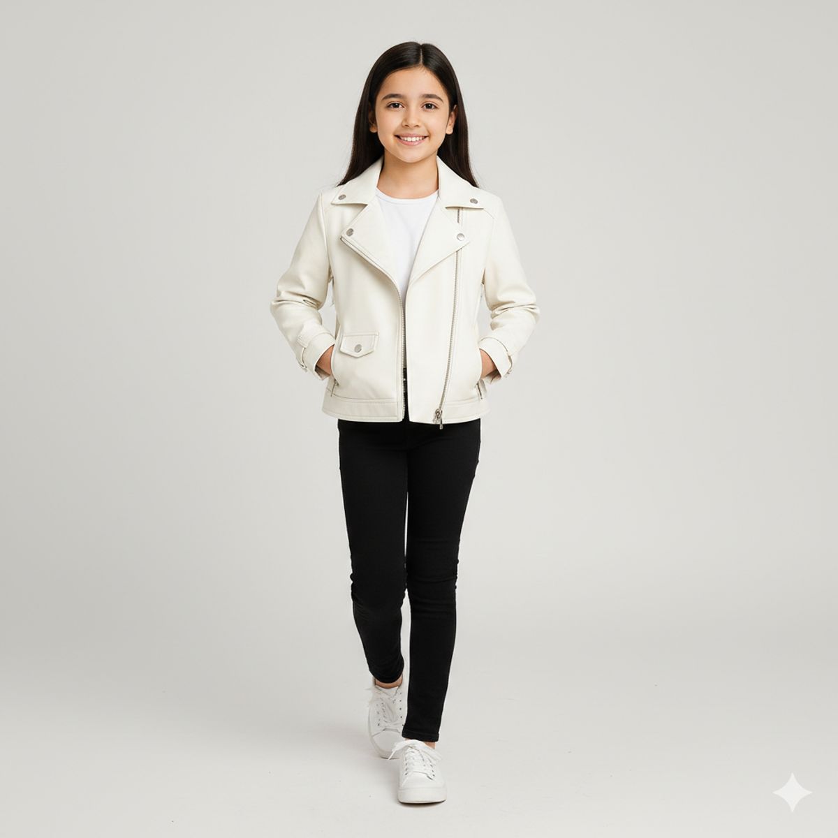 KIBOU - Chaquetas Ecocuero Niña Estilo Motociclista