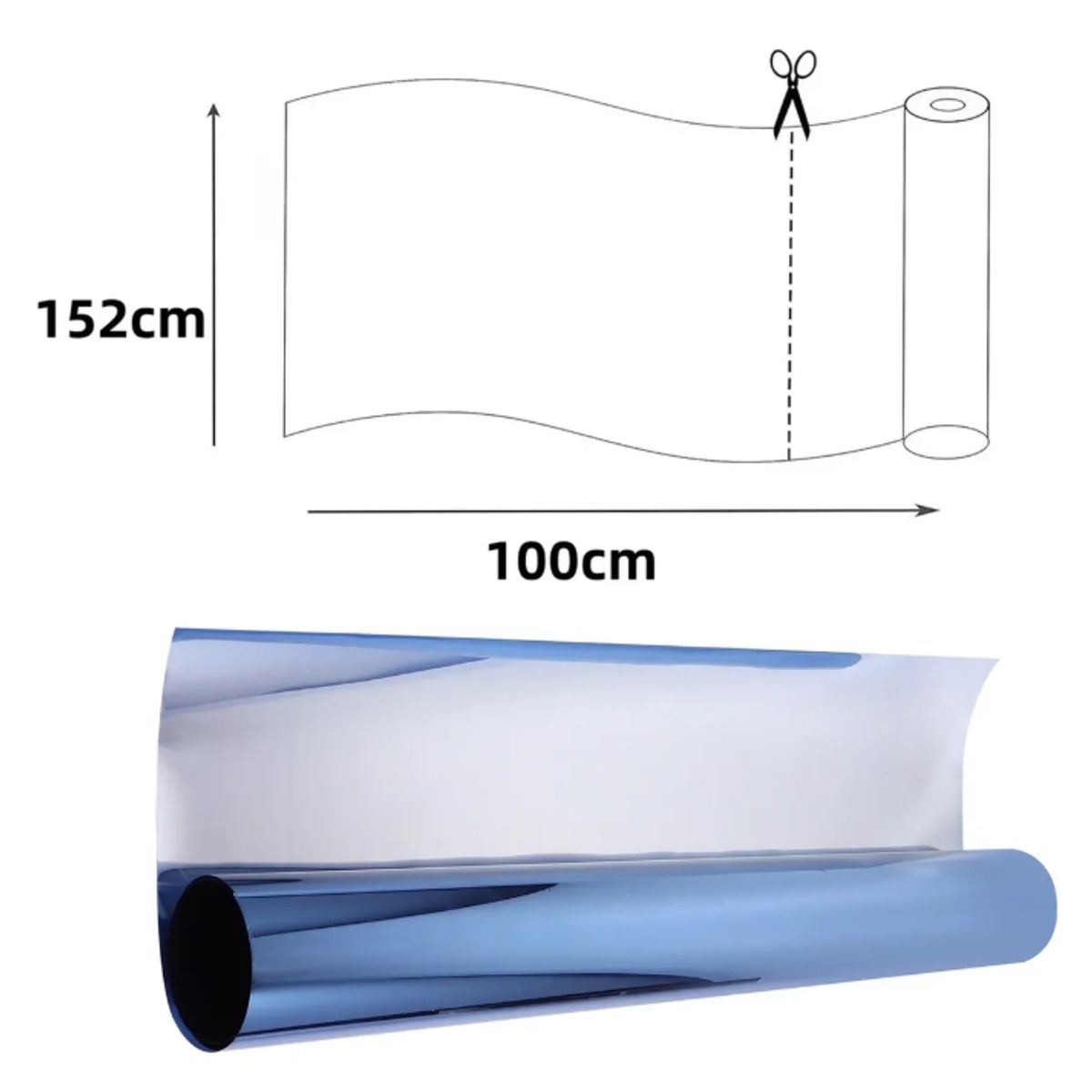 GENERICO - Vinilo Espejo Silver Blue 15% Para Ventanas 1.52 m x 1 m Control Solar