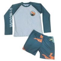 Conjunto De Baño Niños Short Polera Gorro Manga Larga Dino 0060