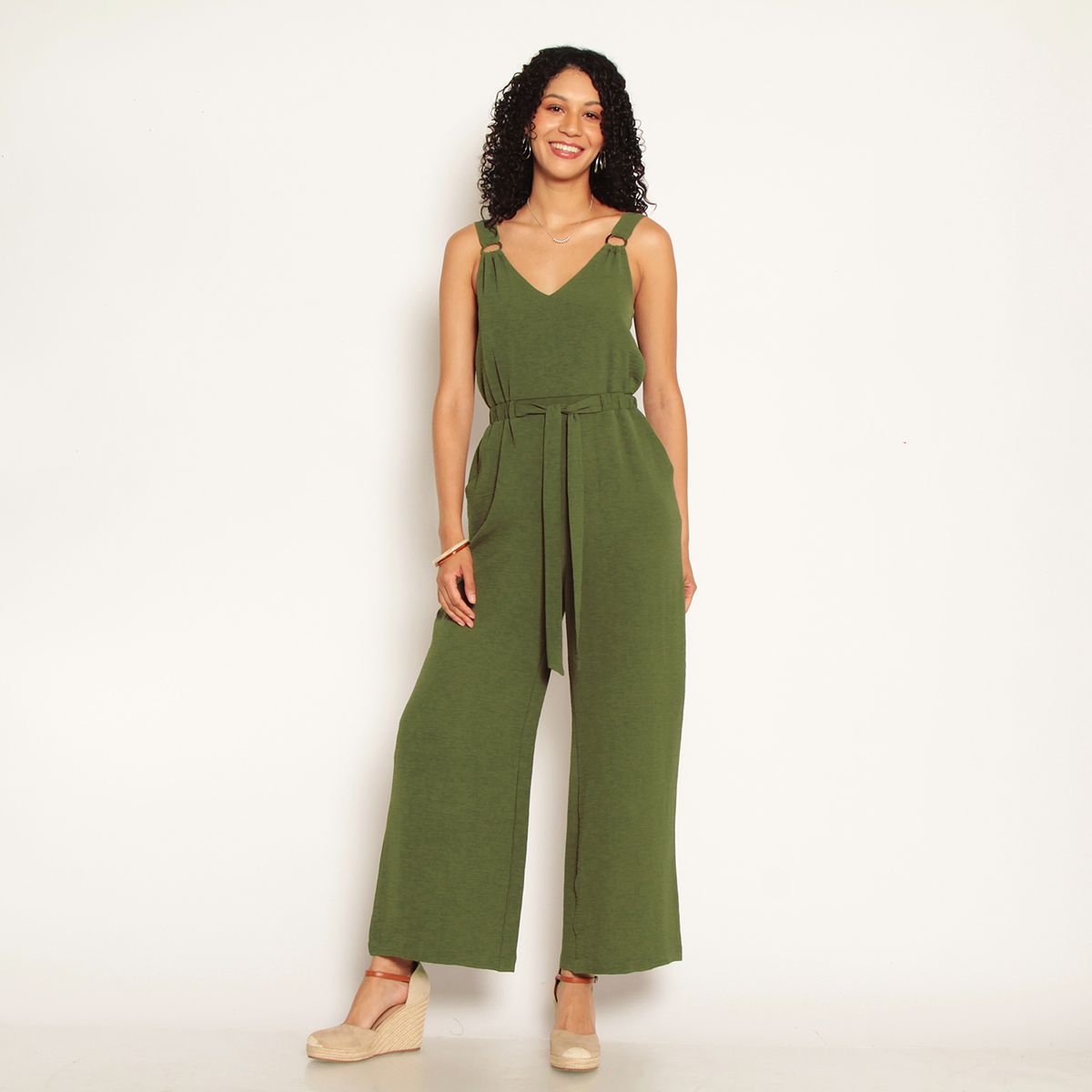 WADOS - ENTERITO SIN MANGA CON LAZO EN CINTURA Y BOLSILLO ESCOTE V