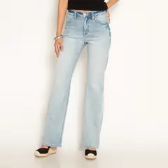 WADOS - JEANS FLARE TIRO ALTO PRETINA BASICA 1 BOTON
