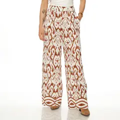 WADOS - PANTALON WIDE LEG ESTAMPADO TIRO ALTO PRETINA ELASTICADA