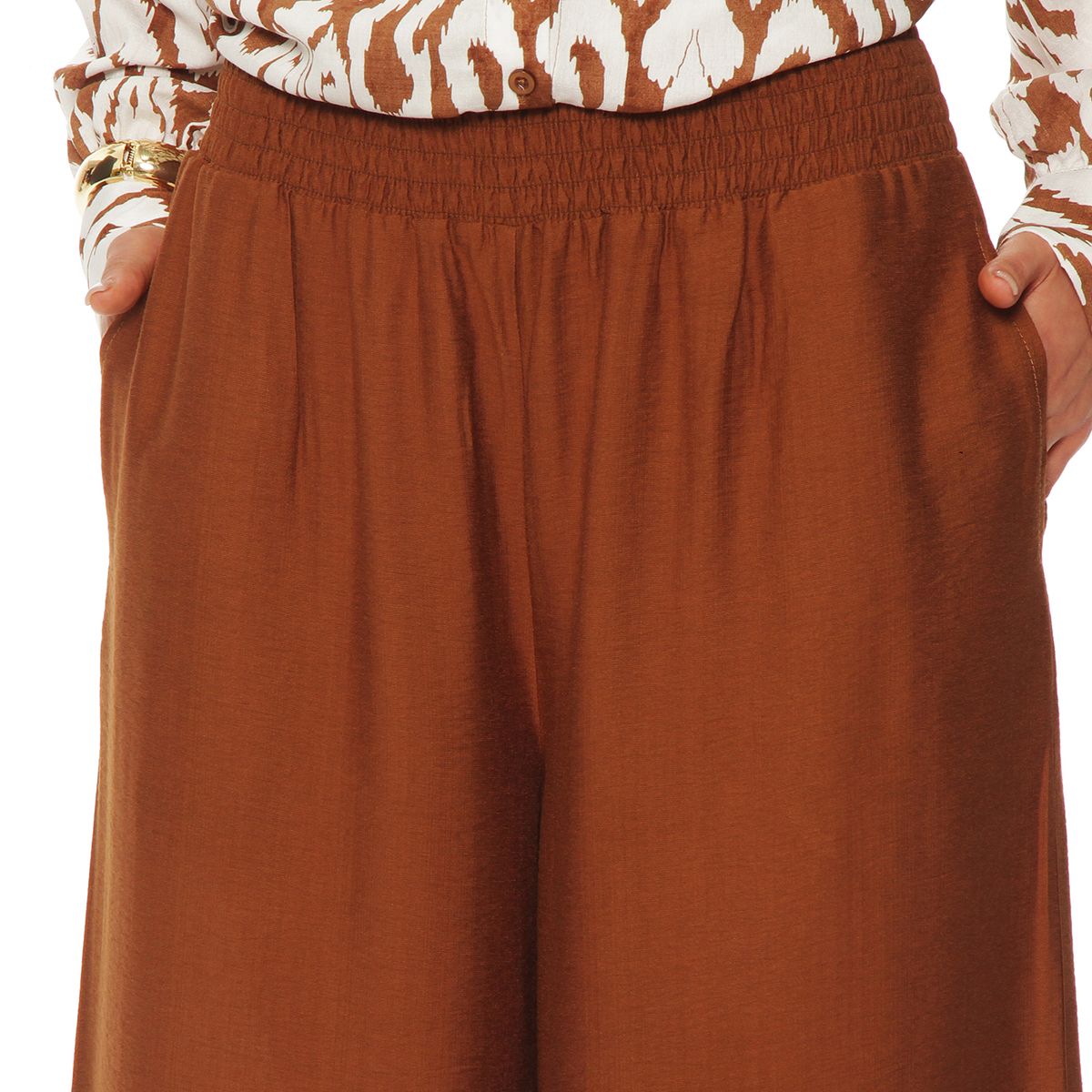 WADOS - PANTALON WIDE LEG TIRO ALTO PRETINA ANCHA ELASTICADA