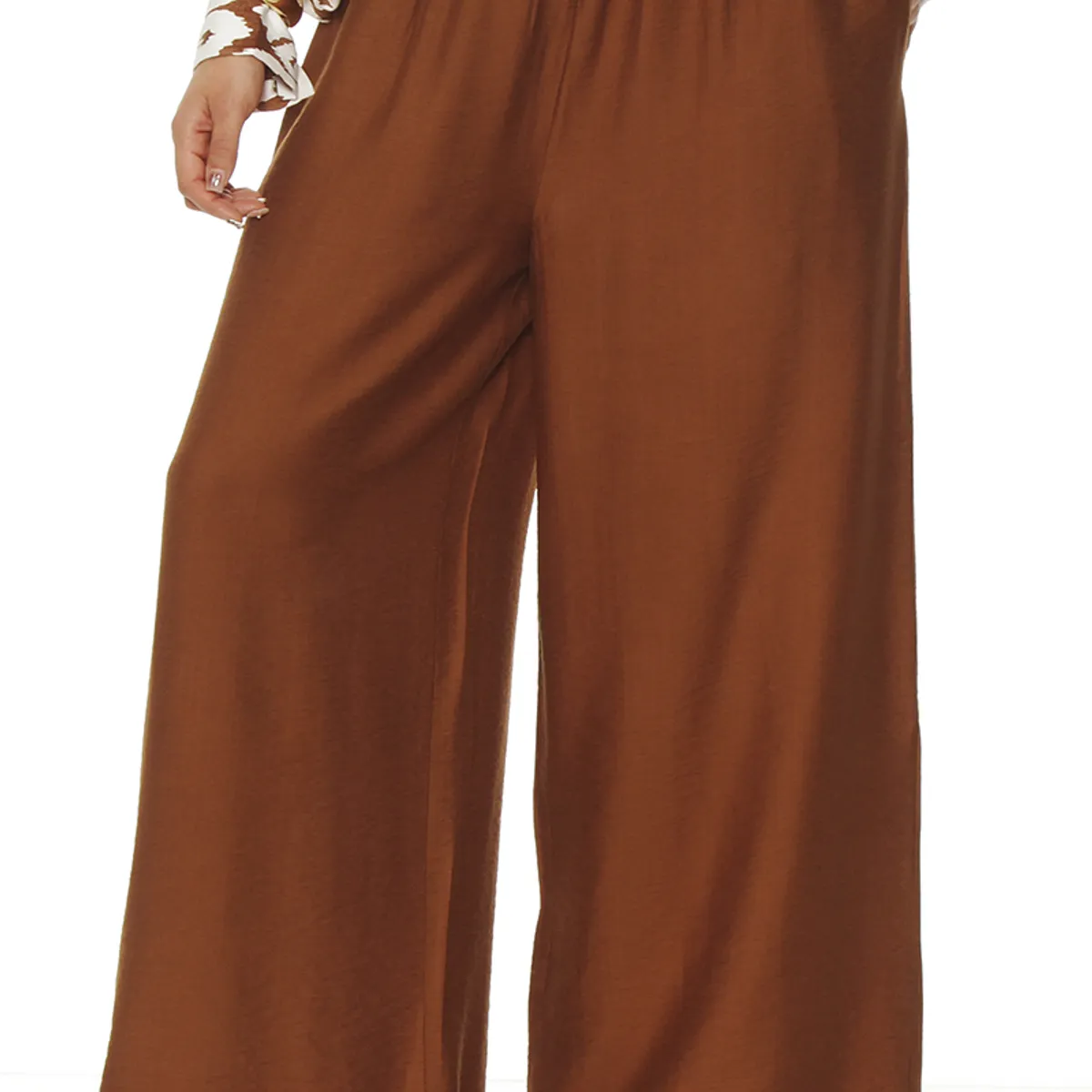 WADOS - PANTALON WIDE LEG TIRO ALTO PRETINA ANCHA ELASTICADA