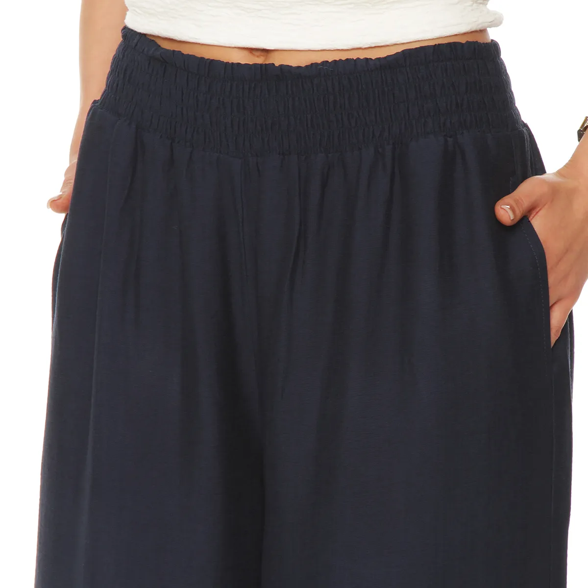 WADOS - PANTALON WIDE LEG TIRO ALTO PRETINA ANCHA ELASTICADA