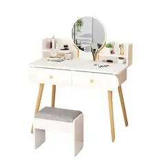 MOVI - TOCADOR O MESA DE MAQUILLAJE Y PEINADO CON LUZ LED, 2 CAJONES Y ASIENTO