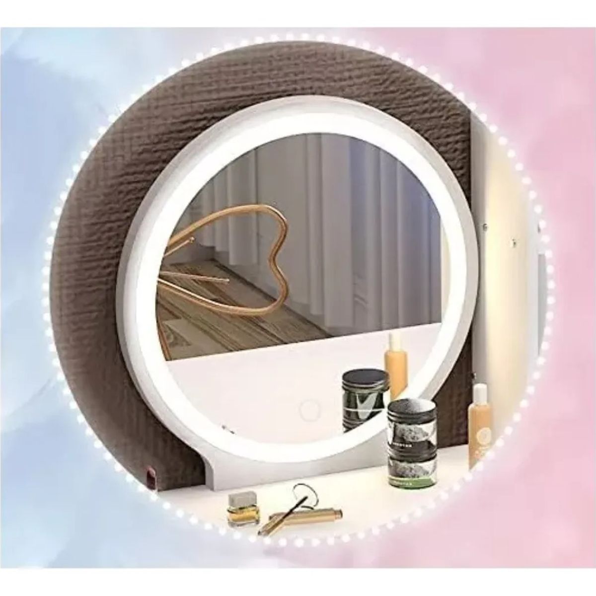MOVI - TOCADOR O MESA DE MAQUILLAJE Y PEINADO CON LUZ LED, 2 CAJONES Y ASIENTO