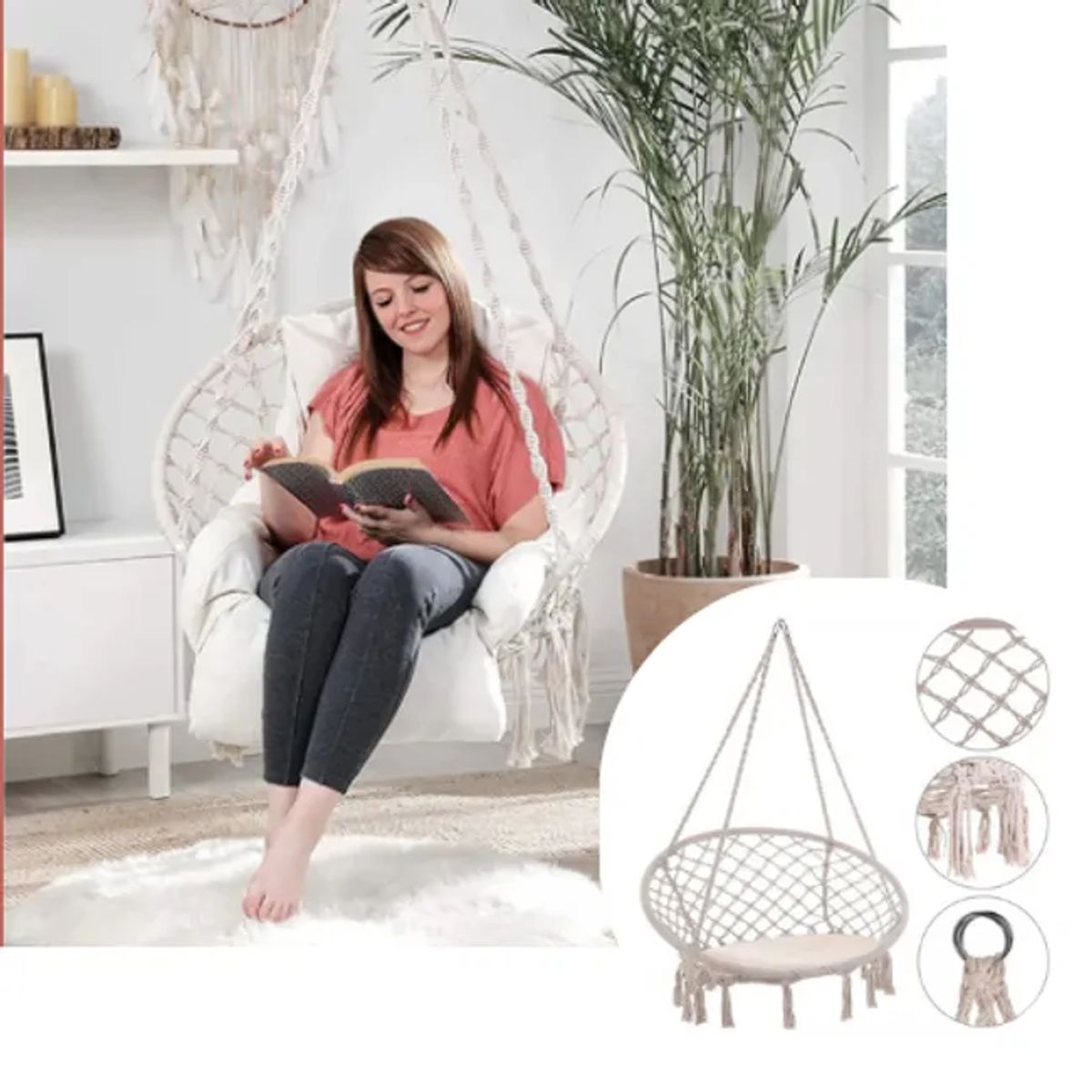 MOVI - Silla Hamaca Colgante para Interior y Exterior