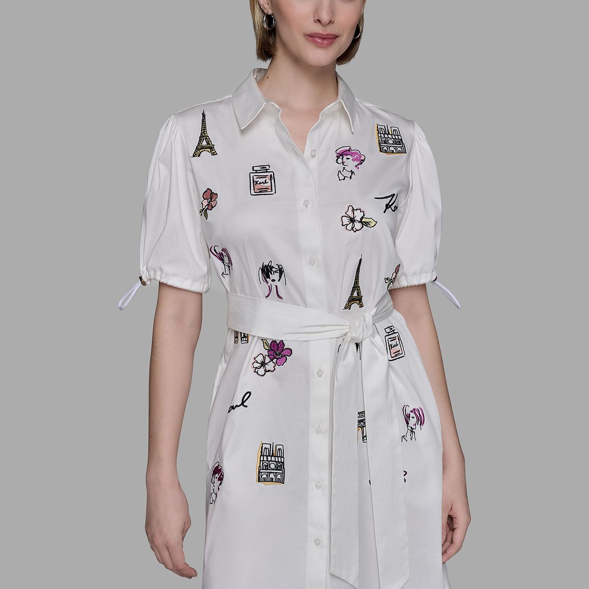 KARL LAGERFELD - Vestido con bordados distintivos de Karl